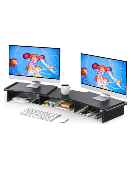Soporte Doble Monitor Zimilar Ajustable de Madera 3.46kg