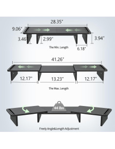 Soporte Doble Monitor Zimilar Ajustable de Madera 3.46kg 2