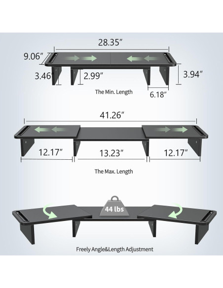 Soporte Doble Monitor Zimilar Ajustable de Madera 3.46kg