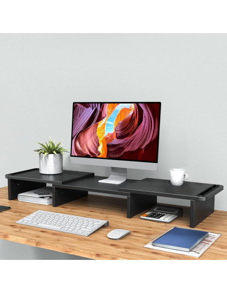 Soporte Doble Monitor Zimilar Ajustable de Madera 3.46kg