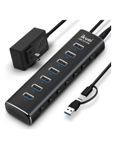 Hub USB 3.0 Alimentado de 7 Puertos ikuai con Adaptador
