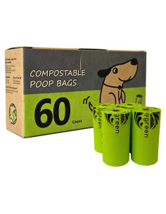60 Bolsas Compostables Moonygreen para Excremento de Perro 23x33cm