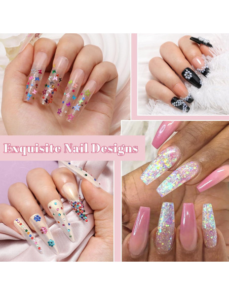 Kit de Arte de Uñas Kikonoke - 10 Cajas con 12 Colores de Gemas