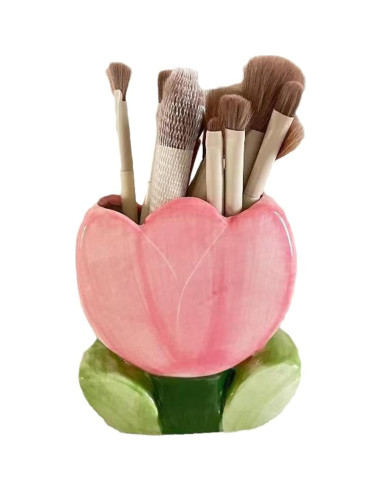 Soporte para bolígrafos y brochas Busnos rosa cerámica