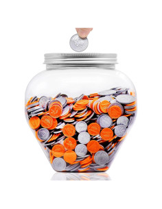 Tarro Grande para Monedas Mczxon de Plástico Claro 3.78L