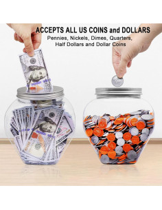 Tarro Grande para Monedas Mczxon de Plástico Claro 3.78L 2