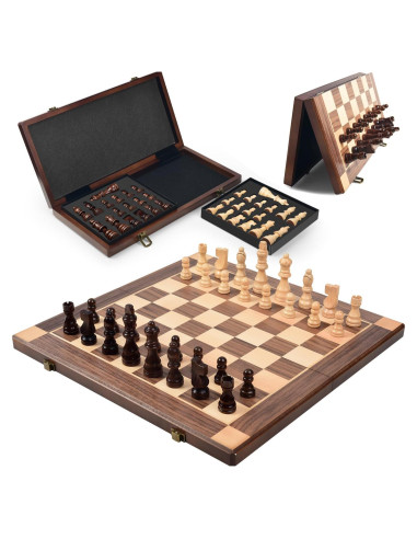 Juego de Ajedrez Magnético de Madera 40x20cm KEEPRAE Plegable