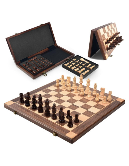 Juego de Ajedrez Magnético de Madera 40x20cm KEEPRAE Plegable