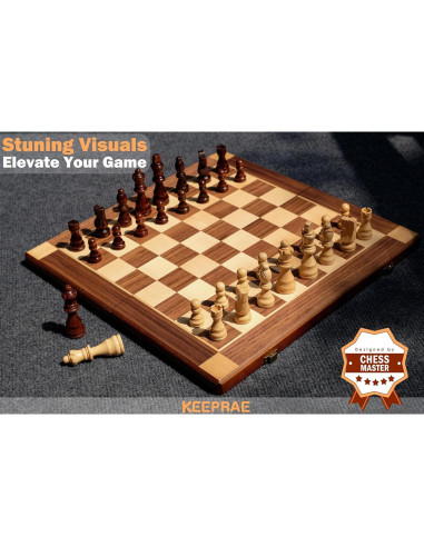 Juego de Ajedrez Magnético de Madera 40x20cm KEEPRAE Plegable