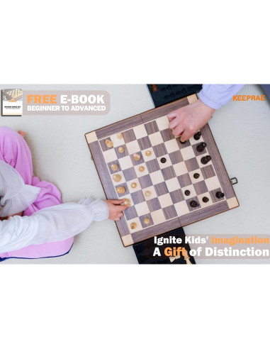 Juego de Ajedrez Magnético de Madera 40x20cm KEEPRAE Plegable