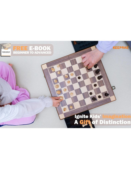 Juego de Ajedrez Magnético de Madera 40x20cm KEEPRAE Plegable