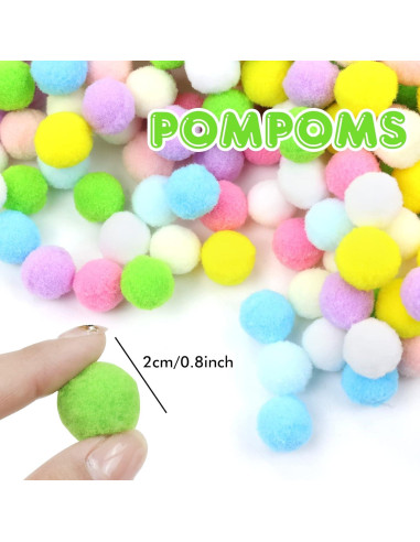 Pompones de Colores Arcoíris Lawie 500 Piezas 2cm para Manualidades
