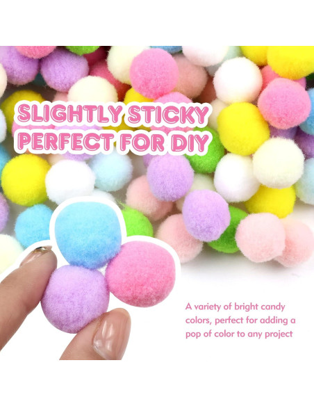 Pompones de Colores Arcoíris Lawie 500 Piezas 2cm para Manualidades