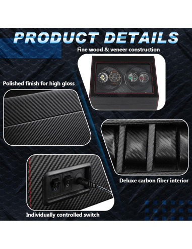 Enrollador de Relojes Automáticos Landical 4 Rotadores 6 Compartimentos