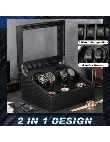 Enrollador de Relojes Automáticos Landical 4 Rotadores 6 Compartimentos