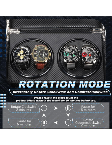 Enrollador de Relojes Automáticos Landical 4 Rotadores 6 Compartimentos