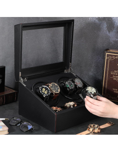 Enrollador de Relojes Automáticos Landical 4 Rotadores 6 Compartimentos