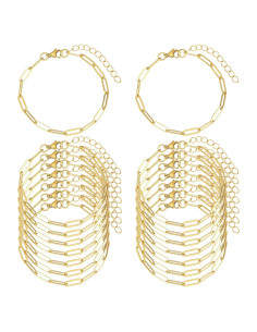 Paquete de 16 Pulseras de Encanto KEIAOUE de Acero Inoxidable Oro