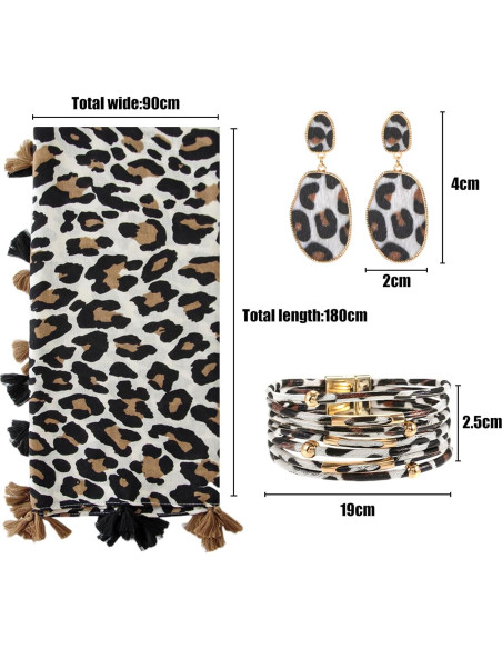 Bufanda Boho para Mujeres con Pulsera y Pendientes - Estilo A Beige