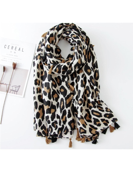 Bufanda Boho para Mujeres con Pulsera y Pendientes - Estilo A Beige