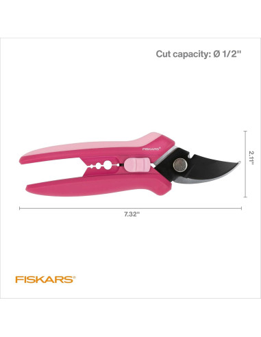 Tijeras de Podar Fiskars 1074380 - Bypass 1.27 cm Rosa Pétalo