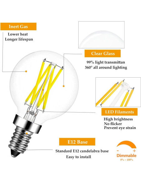 Bombilla LED G16.5 E12 6W Regulable 4000K 5Pack Desheng Bombilla LED G16.5 E12 6W Regulable 4000K 5Pack Desheng