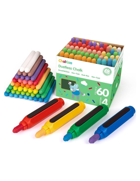Tiza Sin Polvo ChalKaa 60 Piezas Multicolor para Niños