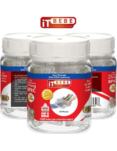 Conectores RJ45 Cat6a ITBEBE - 50 Piezas Baño de Oro 23 AWG 2