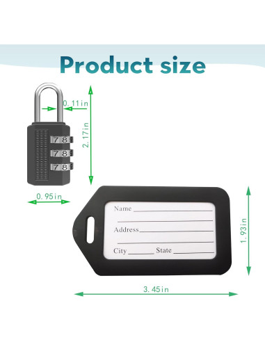 6 Candados de Combinación DUALCROWN + 6 Etiquetas de Viaje