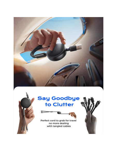 Cable de Carga Múltiple Retráctil LISEN 3 en 1 USB-C/iP/Micro