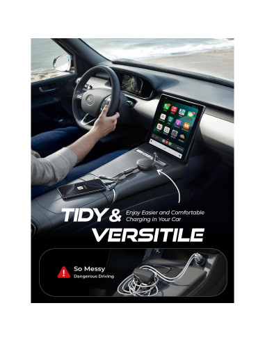 Cable de Carga Múltiple Retráctil LISEN 3 en 1 USB-C/iP/Micro