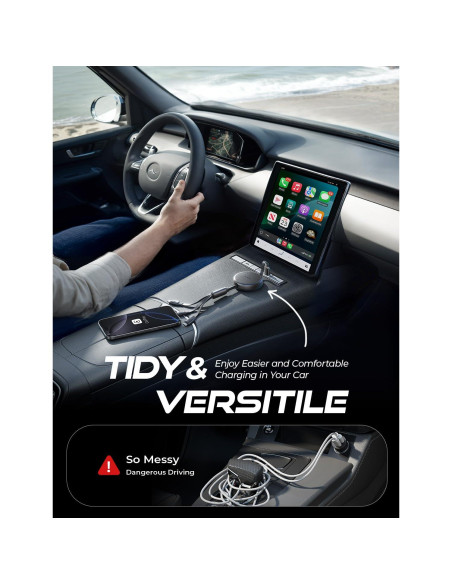 Cable de Carga Múltiple Retráctil LISEN 3 en 1 USB-C/iP/Micro