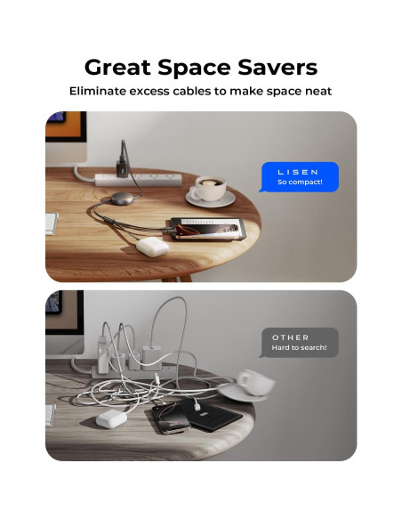 Cable de Carga Múltiple Retráctil LISEN 3 en 1 USB-C/iP/Micro