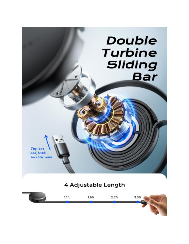 Cable de Carga Múltiple Retráctil LISEN 3 en 1 USB-C/iP/Micro