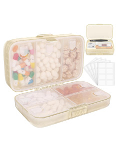 Organizador Semanal de Pastillas FYY Beige, 8 Compartimentos