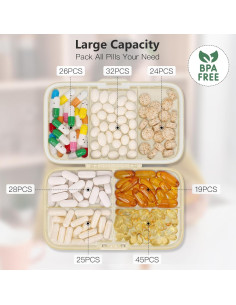 Organizador Semanal de Pastillas FYY Beige, 8 Compartimentos 2