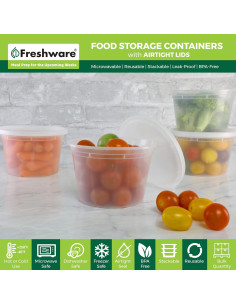 Contenedores de Almacenamiento Freshware 240 Pack 16 oz Apilables 2