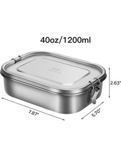 Caja de Almuerzo Acero Inoxidable G.a HOMEFAVOR 1200 ml 3 Compartimentos 2