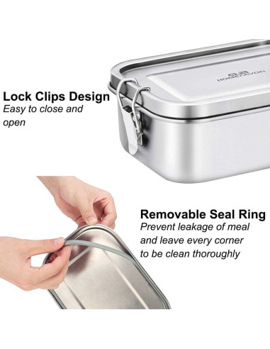 Caja de Almuerzo Acero Inoxidable G.a HOMEFAVOR 1200 ml 3 Compartimentos