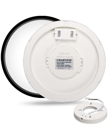 Luz de Techo LED 18W 5000K Negra 23cm CHARYJOD