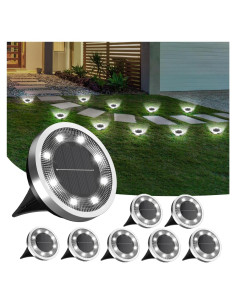 Luces Solares de Suelo INCX, Paquete de 8 LED Impermeables