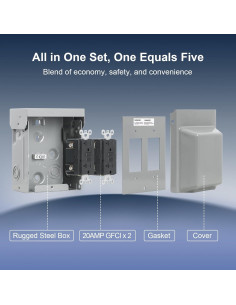 Caja de Salida Eléctrica Exterior Doble GFCI 20 AMP treewell 2