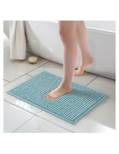 Alfombrilla de Baño Antideslizante FRESHMINT Chenille 61x43cm Azul Aqua
