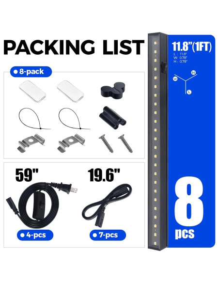 Luces de Crecimiento LED Barrina T5 1ft 5000K 8 Paquetes