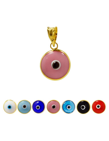 Colgante Ojo Maligno MIZZE Plata 925 Baño Oro 10mm 9 Colores