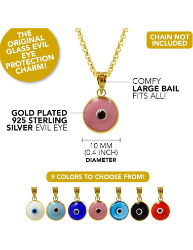 Colgante Ojo Maligno MIZZE Plata 925 Baño Oro 10mm 9 Colores