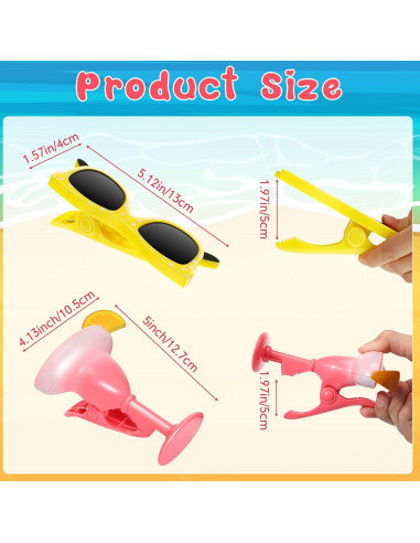 4 Clips Antiviento para Toallas de Playa Cunhill - Estilo Clásico