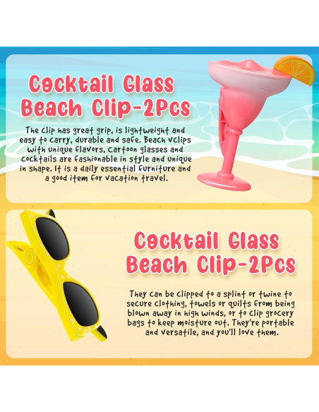 4 Clips Antiviento para Toallas de Playa Cunhill - Estilo Clásico