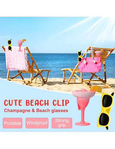 4 Clips Antiviento para Toallas de Playa Cunhill - Estilo Clásico