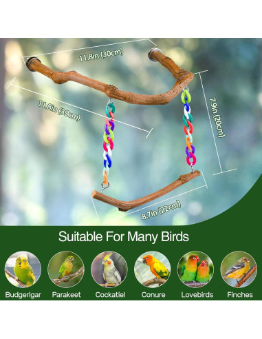 Columpio para Aves Cilinwan de Madera de Uva Natural